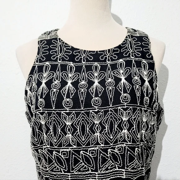 Vintage Embroidered Maxi Dress Sleeveless lined Boho J.B.S. Made In USA Size 12 - Picture 5 of 12